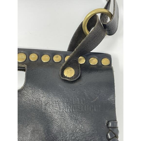 Paolo Angelucci Leather Black Brass Hardwear Studded Tote Bag Retail $400.00 - Picture 2 of 16